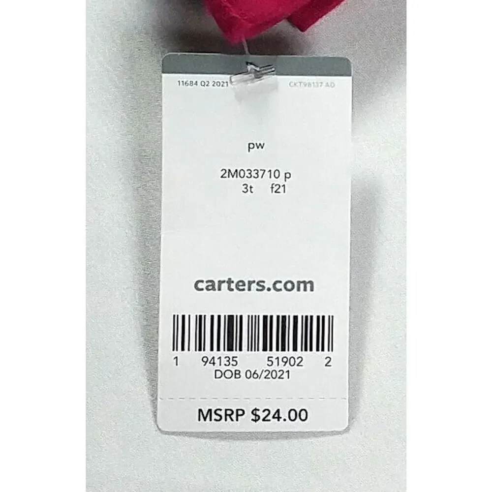 Carter's Toddler Girls Long Sleeve Peplum Hem Purple Size 3T